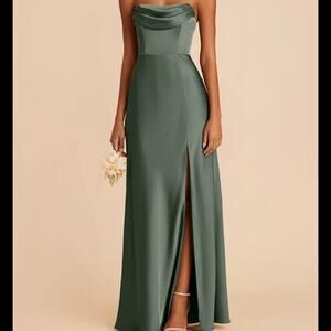 Birdy Grey Mia Draped Front Silky Satin Blue Bridesmaid Dress
Size S